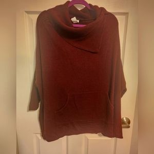 Venus Sweater Size L/XL Burgundy cowl neck ribbed sleeves Never Worn